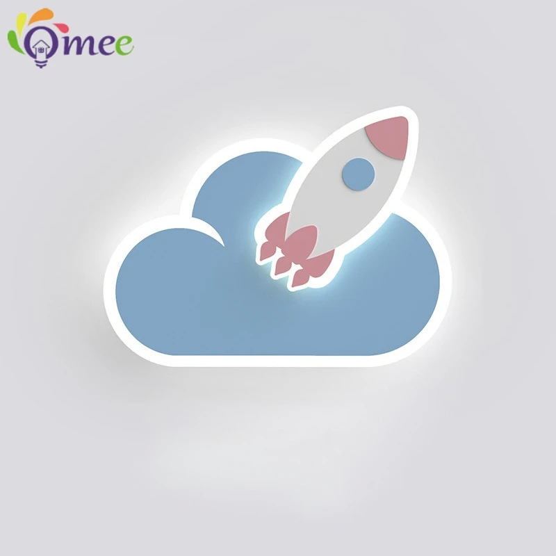 Led Rocket Modern Wall Lamp Cute Cartoon Children's Kid Bedroom Wall Light Living Beside Creative Sconces Indoor Decor Lighting