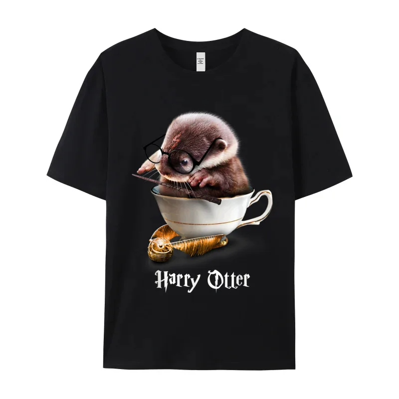 Design Short Sleeve Tees Father Day O Neck Pure Cotton Woman T-shirts Cute Baby Otter Shirt - Design T Shirt Discount Cute Baby Otter Shirt - Harry Otter Tshirt for Otter lover__892 black