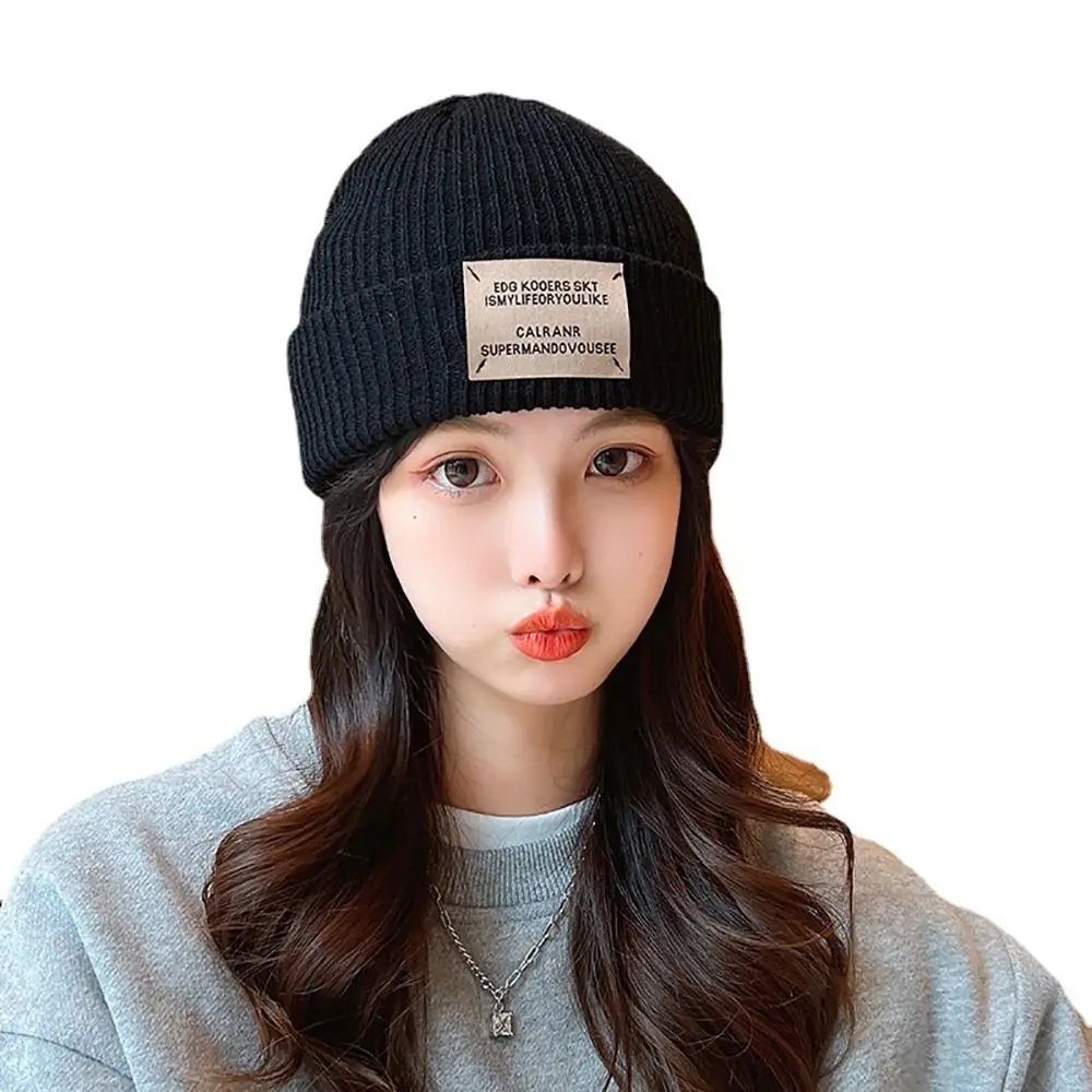 

Ear Protection Knitted Hat Fashion Winter Warm Solid Color Beanie Hat Thickened Plush Hat