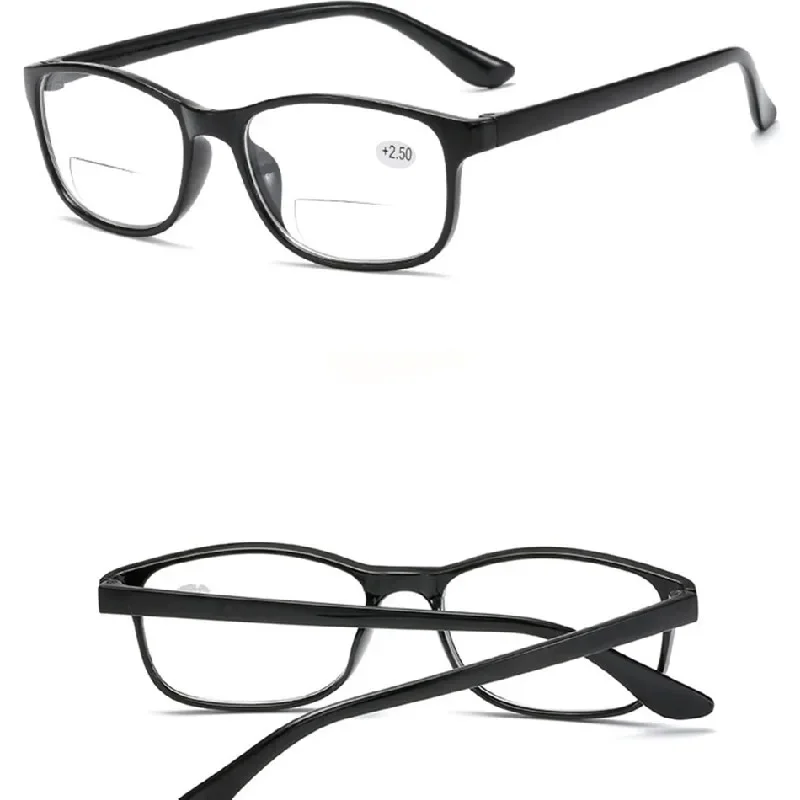Unisex Square Bifocal Reading Glasses Men Women Vintage Far Near Sighted Eyeglasses Black Frame Clear Lens Presbyopia Eyewear 4