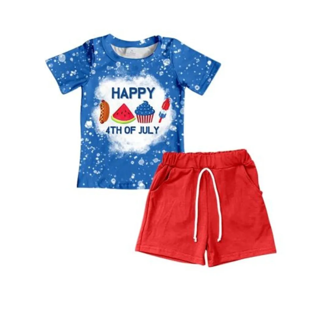 

Independence Day Series Summer Boys Children's Clothing July 4th Printed Short-Sleeved Top Shorts Two-piece Set