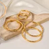 3pair Vintage Twisted Hoop Earrings for Women Gold Plated Stainless Steel Twist Ear Buckle Stackable Circle Hoops Party Jewelry 2