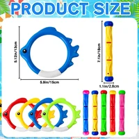 9Pcs Pool Diving Swim Toys Colorful Underwater Training Sinking Throwing Dive Rings Sticks for Kids Summer Swimming Party Game 2