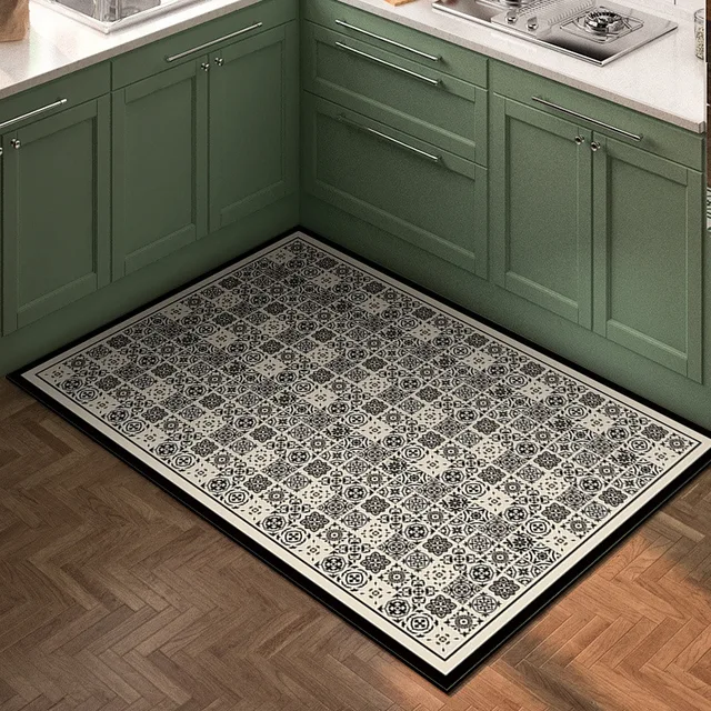 Traves de cocina, Alfombra de cocina lavable, antideslizante, PVC  resistente, diseño MosaicoGrey, 52 x 50 cm