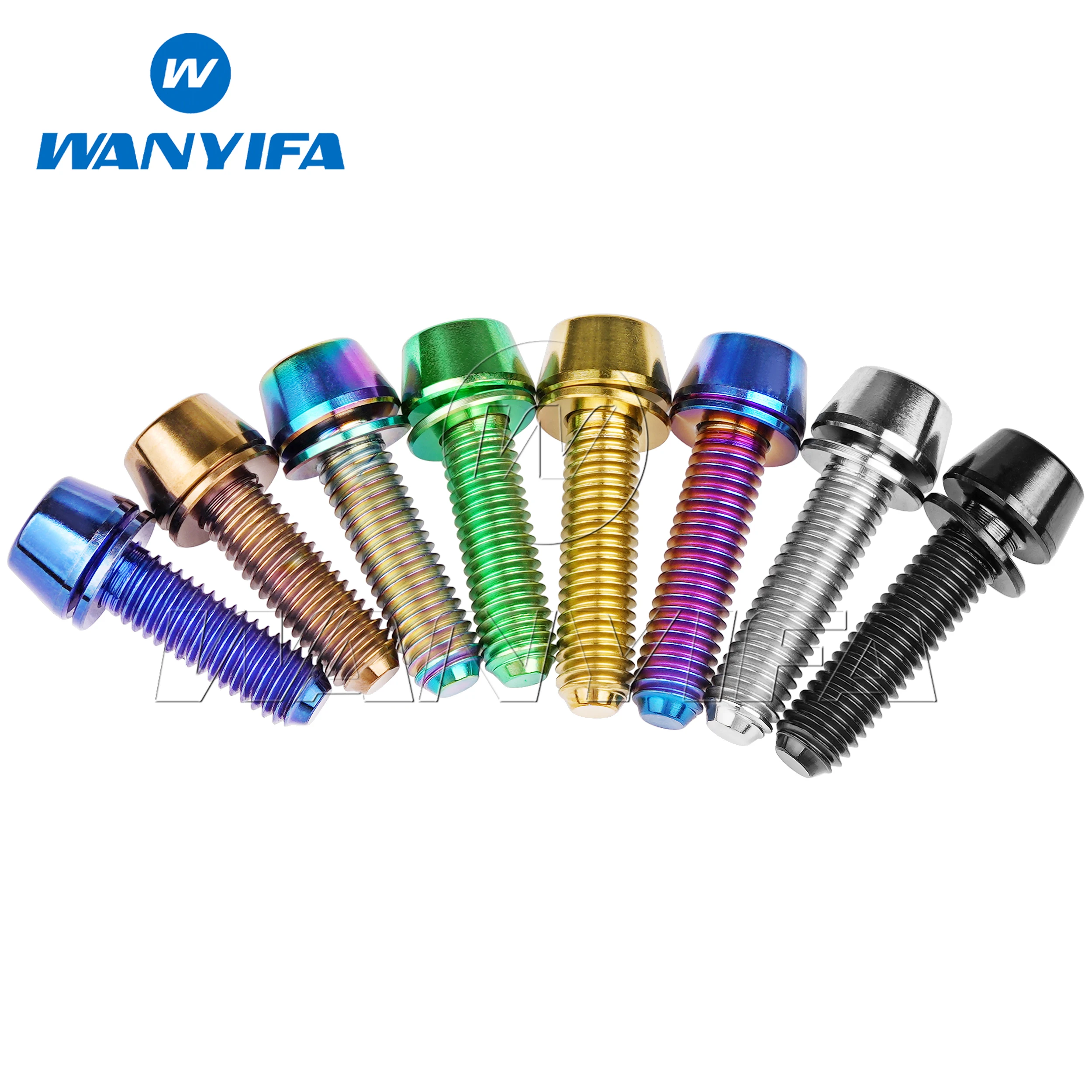 Titanium Bolts M5M6x16/18/20/25mm Conical Head Ti Screws with Washer for Bicycle Stems titanium bolts