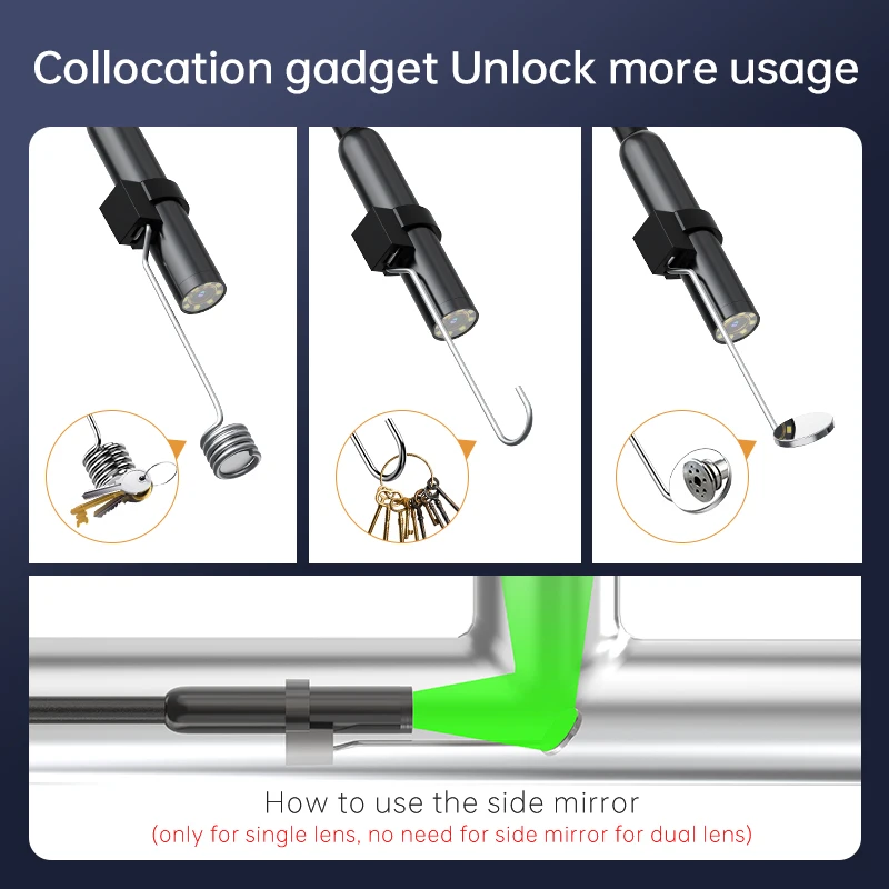 2.7cm 짧은 모듈 4.3인치 8LED 조명 하수관 검사 휴대용 전문 내시경 비디오 산업용 경성 내시경 카메라