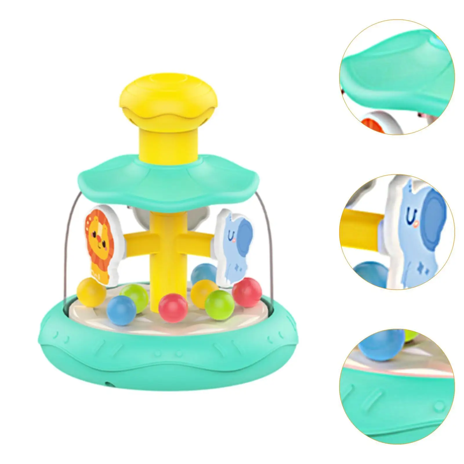 Baby Press Spinning Toy Rotating Jumping Ball Animal Motor Skills Learning Toy for Age 6 Months+ Toddlers Baby Girls Boys Infant