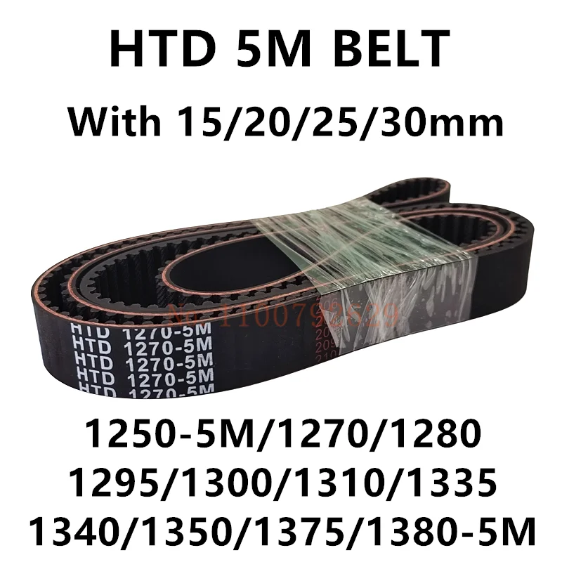 Htd-fechado Loop Rubber Timing Belt Síncrono 15 mm 20 mm 25 mm 30 mm 5m Htd5m1250 1270 1280 1295 1300 1310 1335 1340 1350 1375 1380