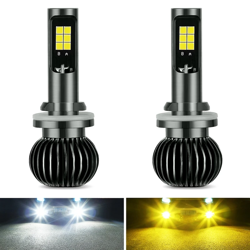 트럭 차량용 안개등 전구, LED 앰버 및 화이트 듀얼 컬러, DRL 조명 키트, 9-32V, 30W, 3000LM
