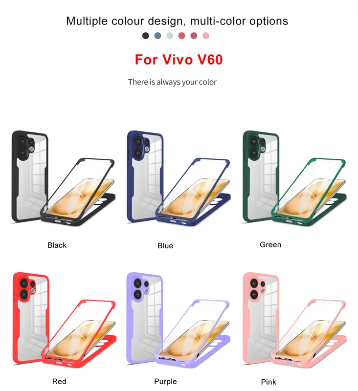 Universal 3-in-1 360° Transparent HD Screen Protector Case with PC+TPU Back Cover