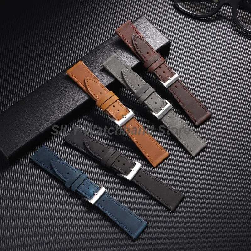 Vintage Retro Calfskin Leather Quick Release Watch Band - Universal