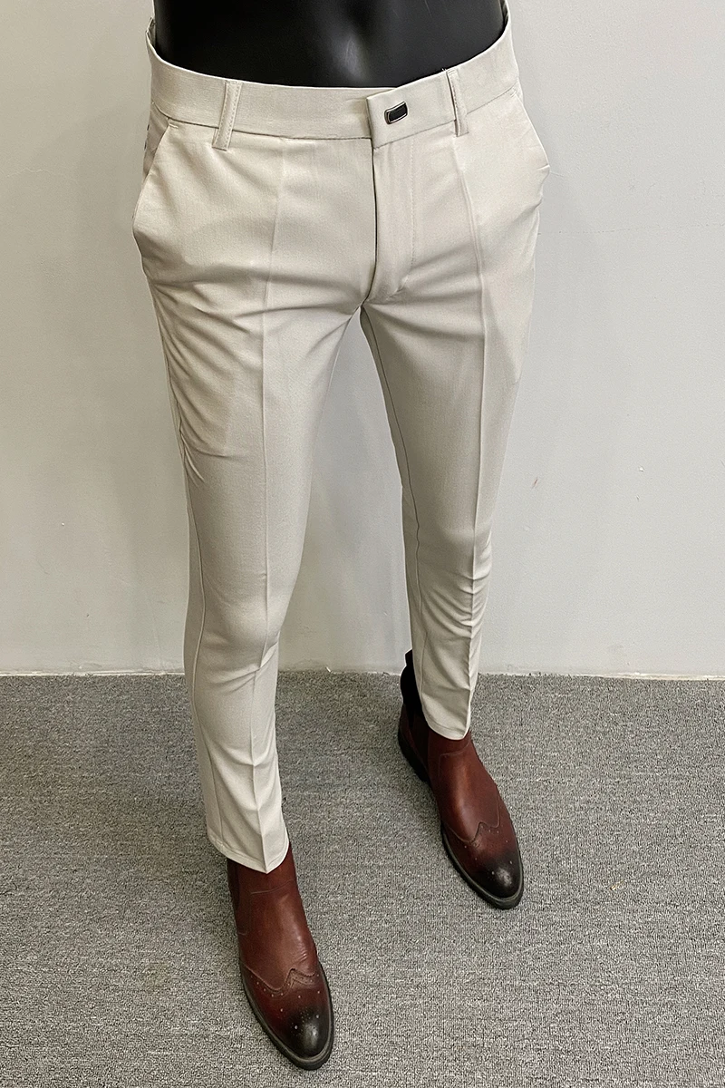 Stretch Pants Summer Men's Casual Stretch Pants Solid Color Slim Business Formal Office Versatile Interview For Men Daily Wear stretch pants business pants suit pants men pants