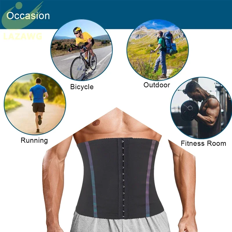 LAZAWG Mens Waist Trainer Body Shaper Corset Belly Cinchers Trimmer Sports Fitness Sauna Sweat Wrap Slimming Strap Fat Burner