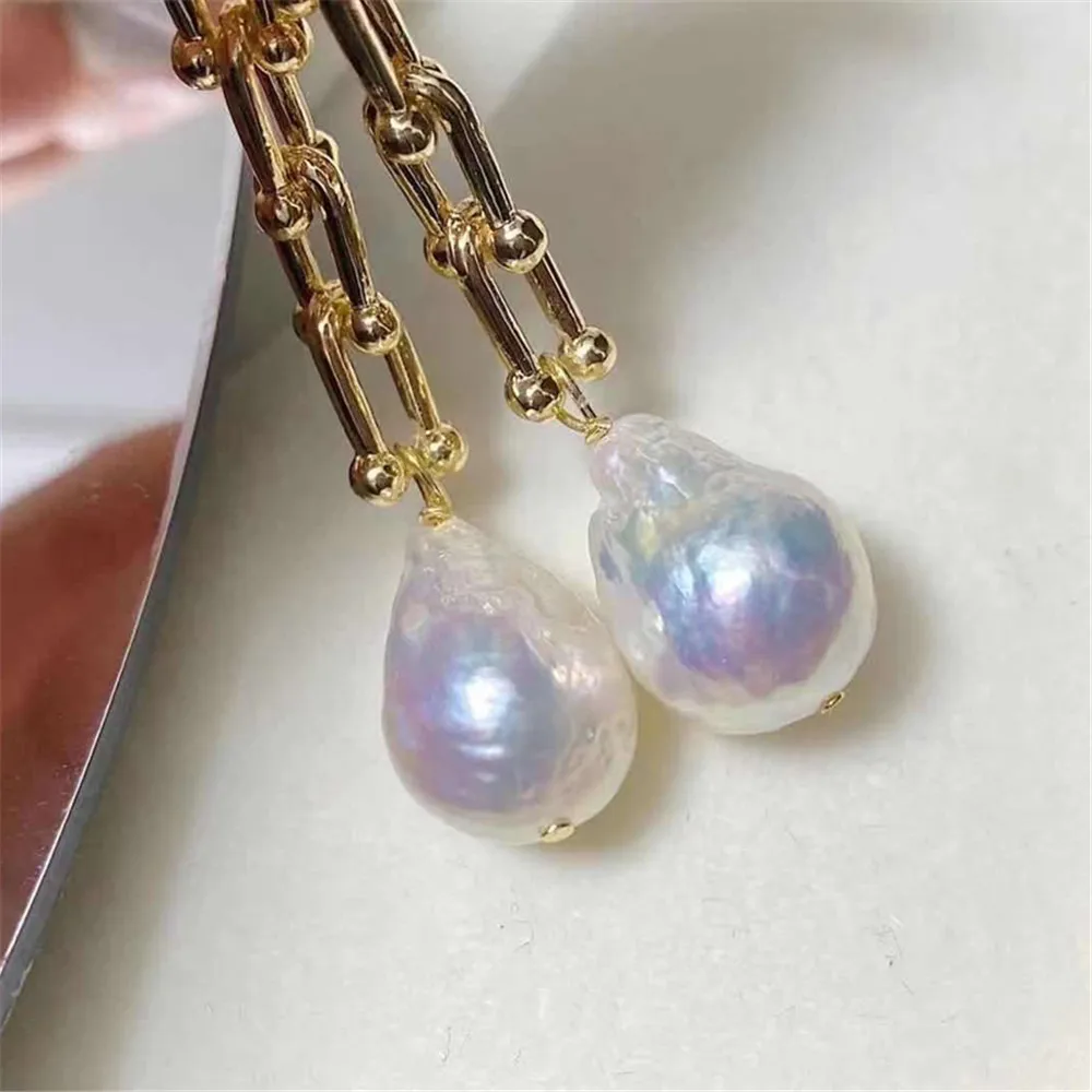 

DIY Pearl Earnail Accessories S925 Sterling Silver Jewelry Gold Earrings Women's Empty Fit 9-13mm Beads
