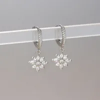 Luxury Stainless Steel Star Dangle Earrings For Women Sparkling Zircons Geometric Ear Piercing Earring Fashion Jewelry aretes