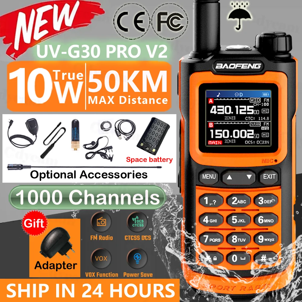 2023 Baofeng Uv-g30 Pro Talkie-walkie Longue portée Portable 1000