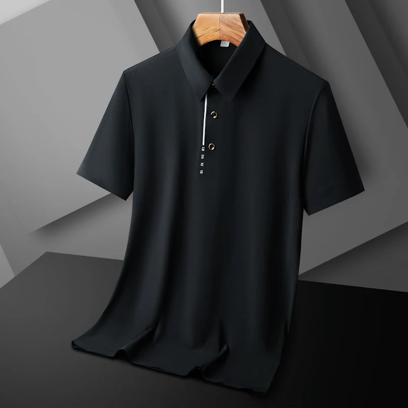 Summer Men's Thin Ice Silk Short Sleeved POLO Shirt Comfortable Loose Breathable Casual Lapel Solid Color Outdoor Sports t-shirt men golf shirt