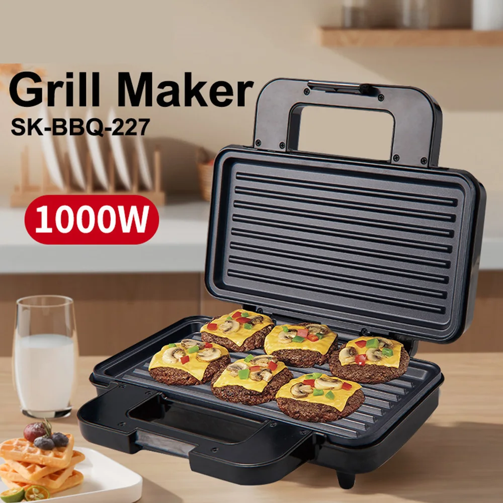 Electric Sandwich Maker High Power Double Side Heating Grill Anti-stick Plate Design for Frying Steaks Grilling Sandwiches