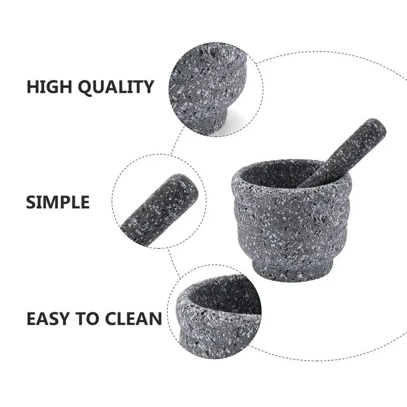 1Set Granite Pestle Spice Crusher Garlic Bowl Kitchen Mills Household Tool Medicine Grinder Practical Dining Bar