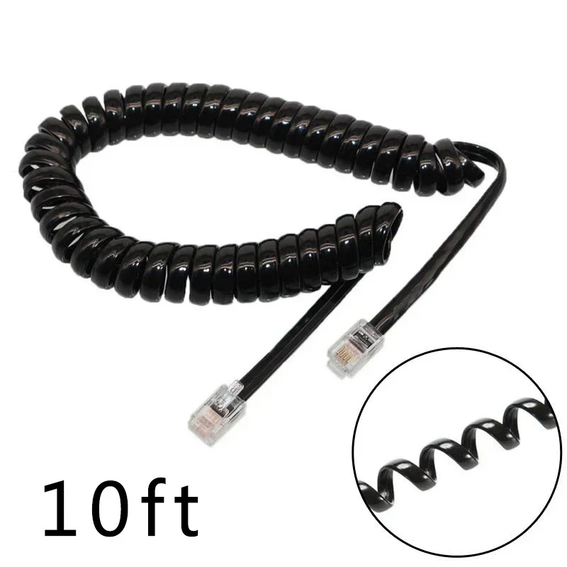Telephone handset cord 3meters RJ10 Telephone Handset Extension Cord Curly Coiled Line Cable Spring Wire Voice