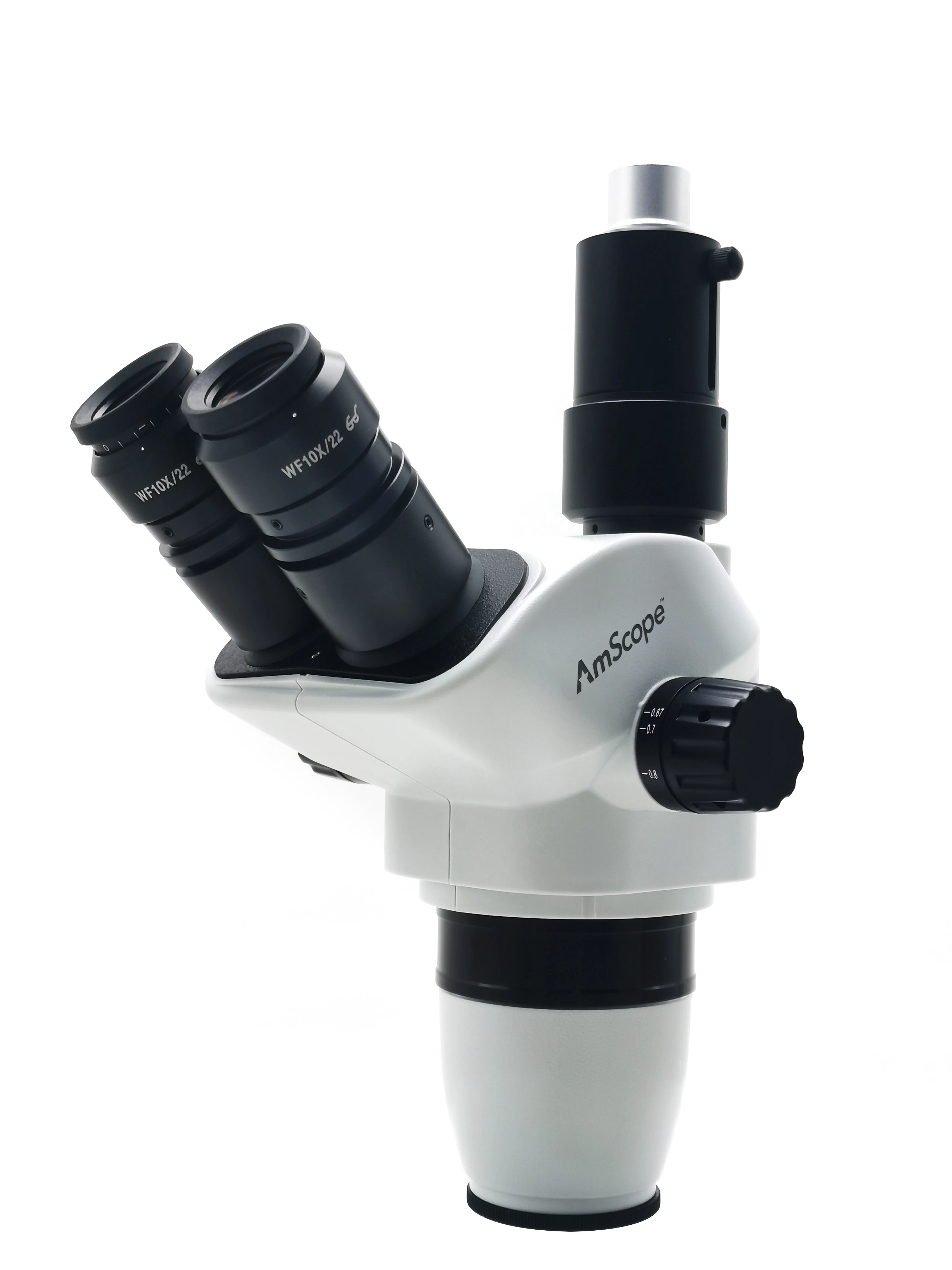 AmScope 고해상도 스테레오 동시 초점 줌 현미경 헤드, 높은 비용 효율성, 6.7X-45X 삼안