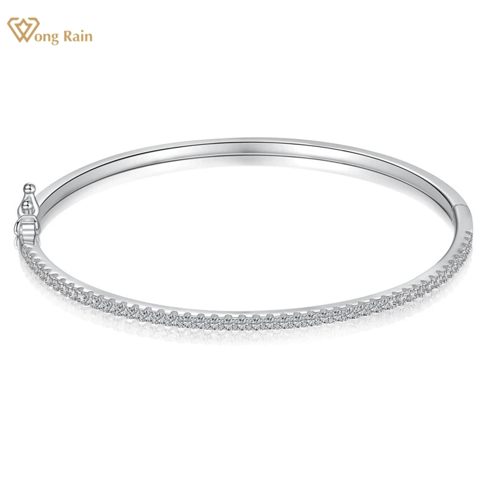 

Wong Rain 100% 925 Sterling Silver Lab Sapphire Gemstone Sparkling Bracelets Bangle Anniversary Gifts Fine Jewelry for Women