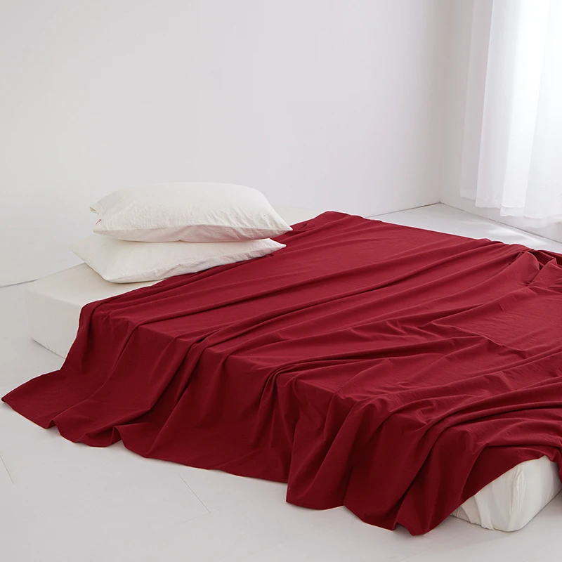 Solid Color Flat Sheet Washed Cotton Bedsheet 230x250 len ol de cama solid-color-flat-sheet-washed-cotton-bedsheet-230x250-len-ol-de-cama