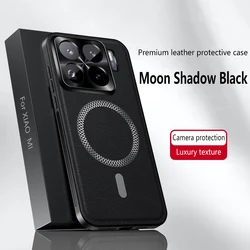 Magnetic Leather Soft Shockproof Case with Metal Camera Protector and Mag - safe Compatibility for Xiaomi 17T (Black)