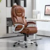 High Back Desk Chair with Swivel Wheels, Tilt Function, Executive Office Chair with Cushion & Adjustable Height, Brown 3