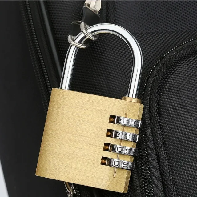 Anti-thief Brass Combination Padlock 4 Digit Luggage Padlock Code Combination Lock Outdoor Travel Combination Lock Copper 4