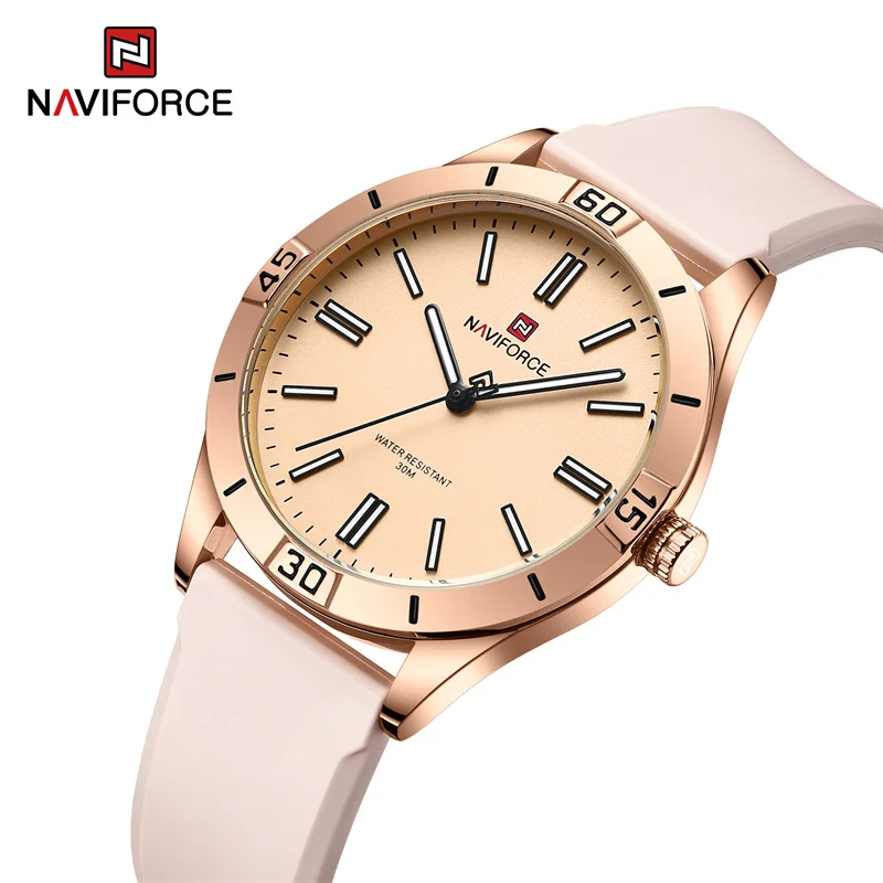 

NAVIFORCE Fashion Women's Watch TPU Strap Quartz Wristwatches Waterproof Business Clock Girlfriend Romatic Gift Relogio Feminino