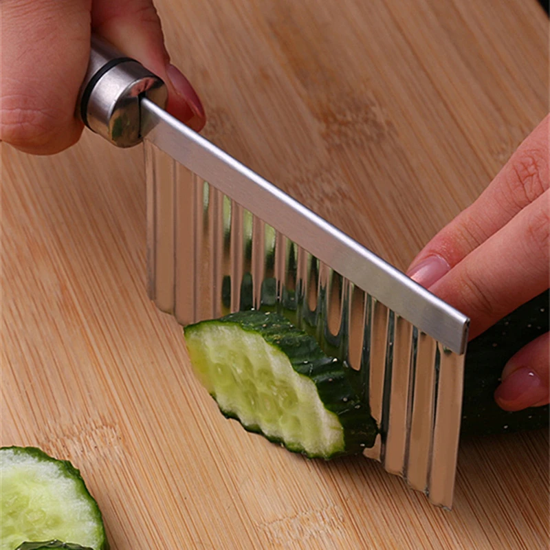 2PCS Potato Slicer French Fry Cutters Stainless Steel pizzas Carrots Wavy chopper for Fruits Vegetables long-lasting