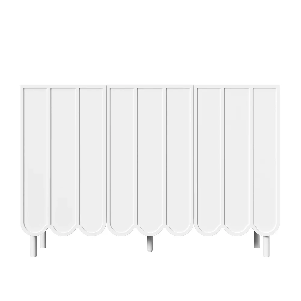 Modernes weißes Sideboard mit Wellpappentüren, grifffrei, verstellbare Regale, Stauraum für Wohnzimmer, Flur, Esszimmer – Detail 22