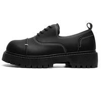 STRONGSHEN Men Leather Shoes Chunky Platform Retro Work Shoes Comfortable Fashion Business Flats Oxfords Casual Walking Shoes 2