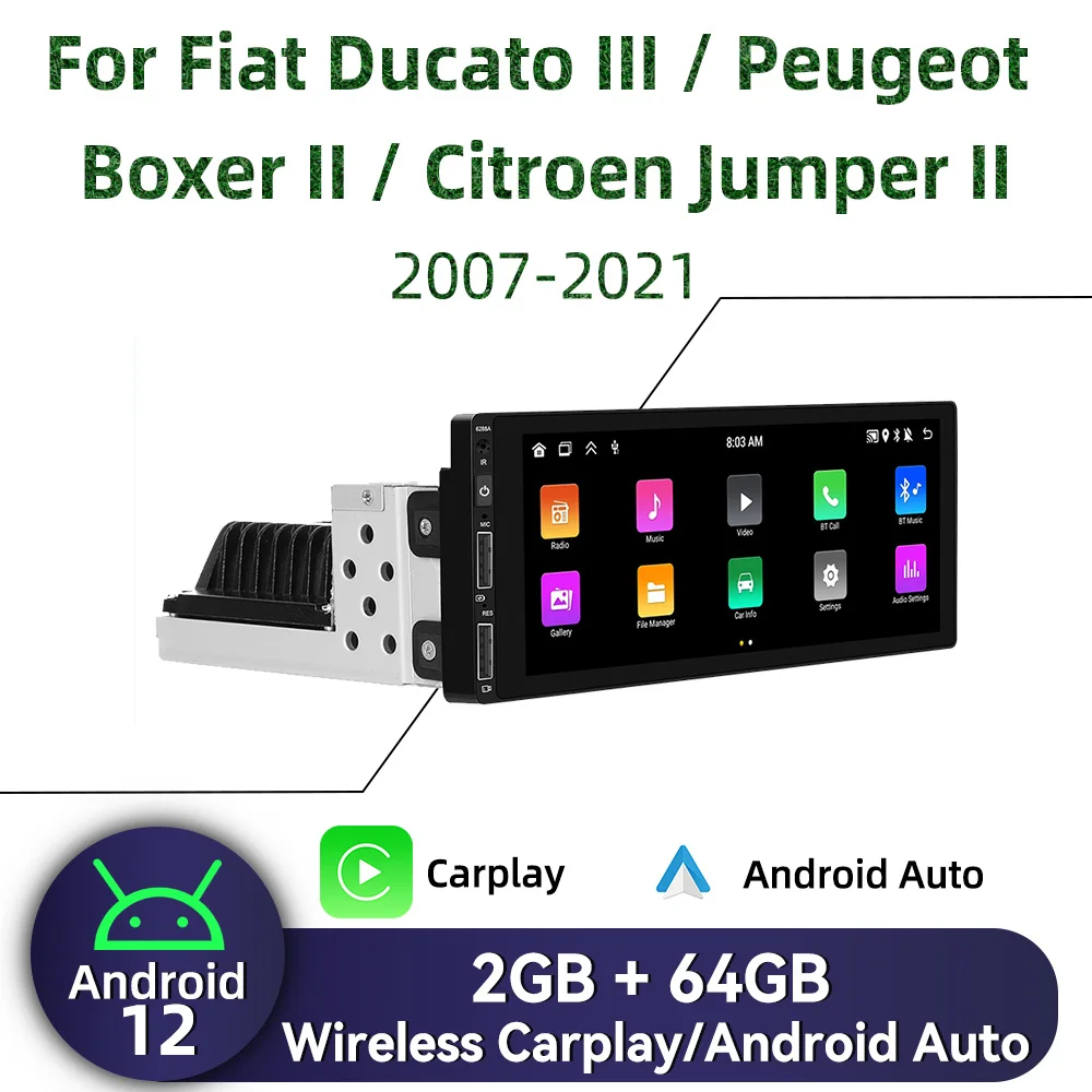 

1Din Android Radio for Fiat Ducato III Peugeot Boxer II Citroen Jumper II 2007-2021 Carplay Autoradio Car Multimedia Head Unit