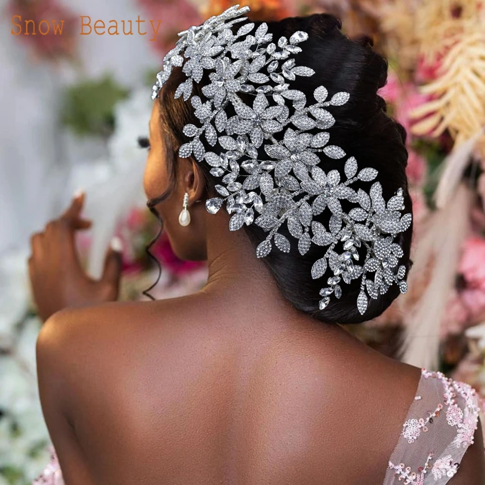 DZ027 Silver Bridal Crowns Elegant Wedding Headwear Crystal Tiara Party Jewelry Princess Head Band Rhinestone Bride Headpieces