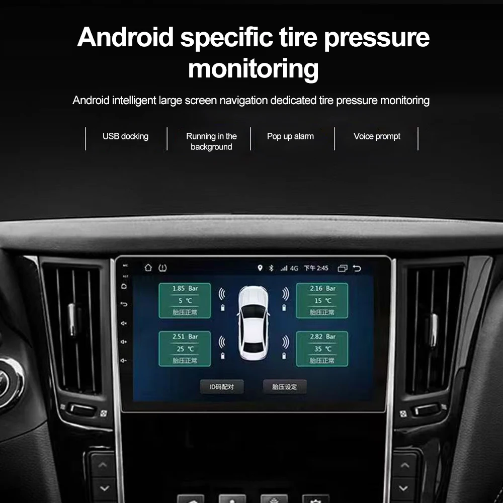 0-8Bar USB TPMS for Car Android Navigation Radio DVD Player Tire Pressure Alarm Monitoring System Tyre External Sensor USB TPMS car tire pressure monitor car tire pressure sensor