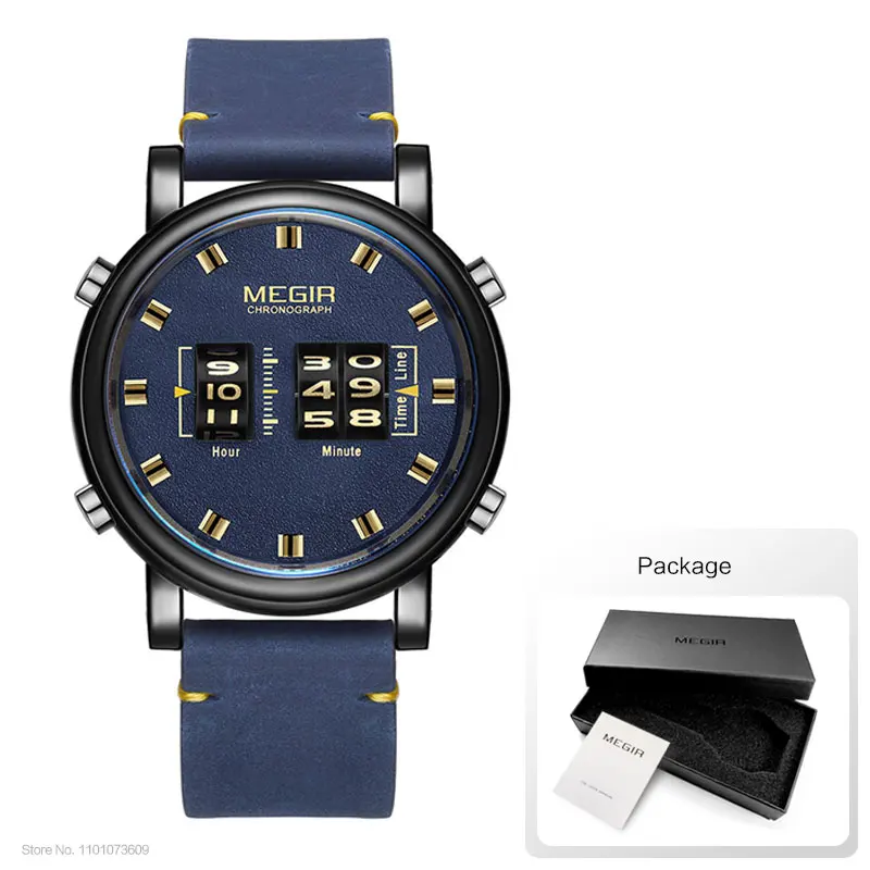 Luxury Men's Military Sport Quartz Watch with Brown Leather Strap