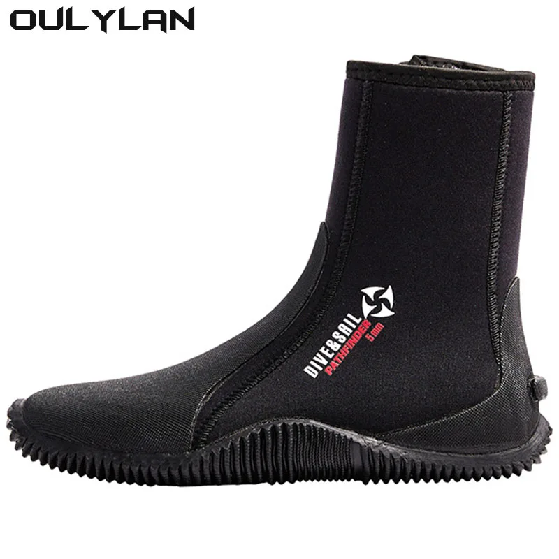 Oulylan Premium Neoprene Diving Boot 5m Water Shoes Wetsuit Booties With Anti-Slip Rubber Sole  Zipper For Surf Scuba 1 Pair 2