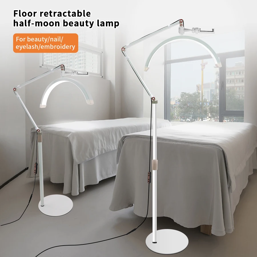 현대 20W LED 달 빛 Led 하프 문 뷰티 램프 링 문 바닥 마운트 눈썹 문신 뷰티 살롱 속눈썹 확장 램프