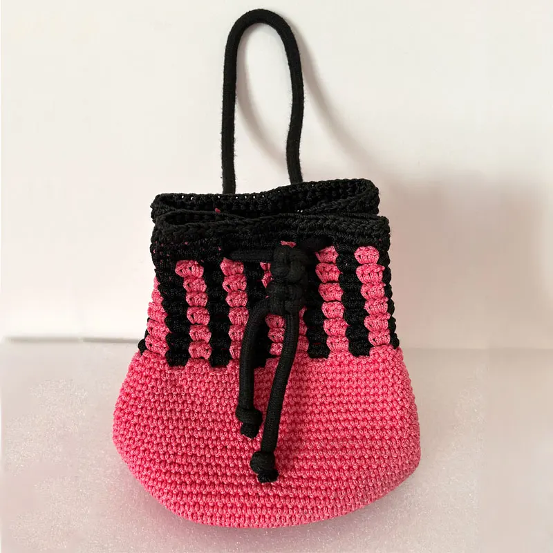 Summer Polyester Hand Woven Totes Bag Women Knitting Handbag For Girls high quality leather handbag shoulder strap woven bag set bag bottom flap cover hardware accessories diy knitting crossbody bags