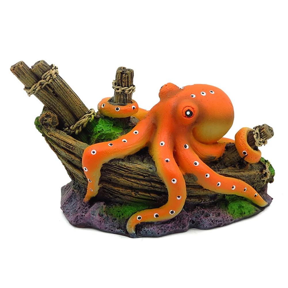 Title 1, Artificial Sink Boat Octopus Aquarium Decoratio...