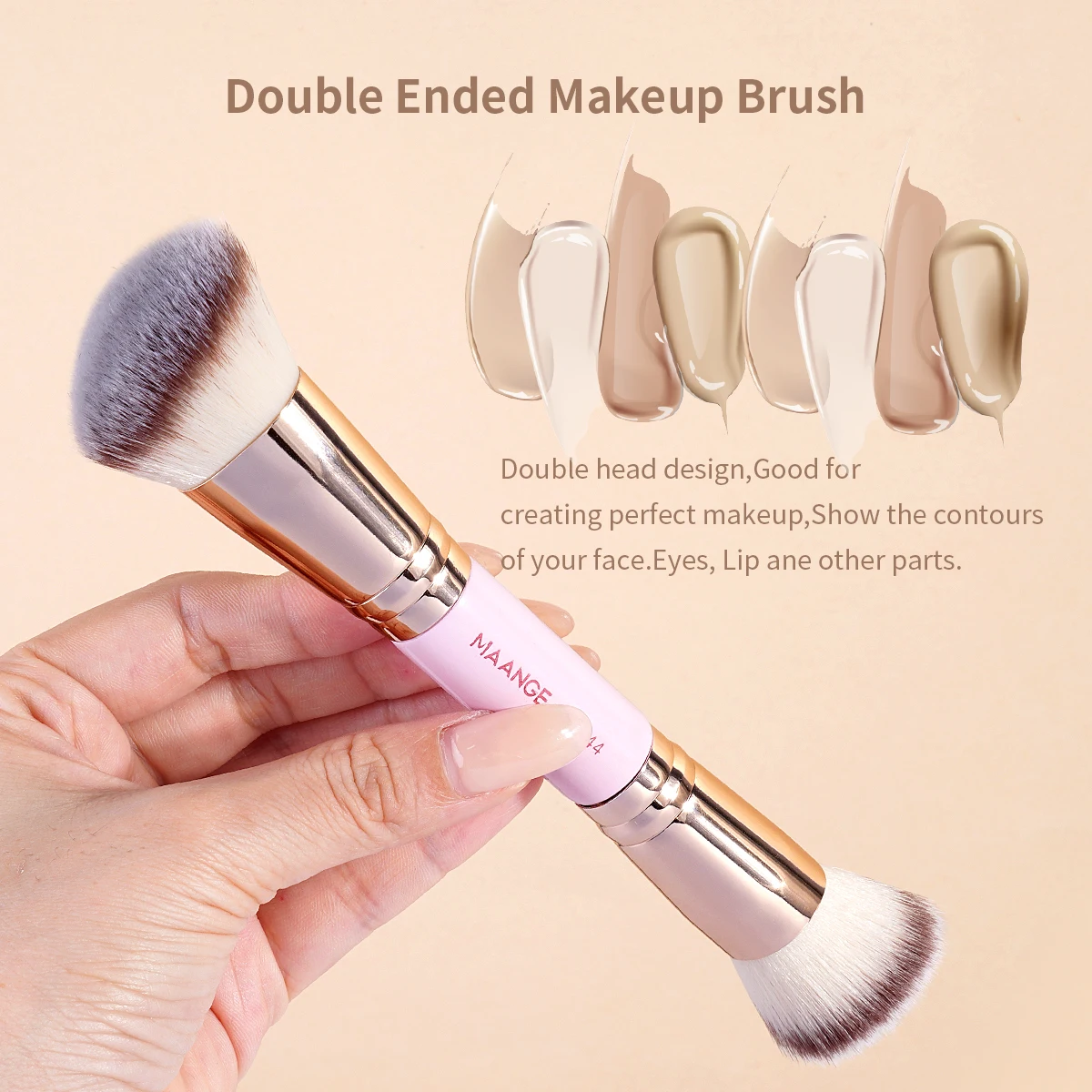 MAANGE 1PCS Foundation Makeup Brushes Double-Ended Contour Makeup Brush for Blending Liquid Cream Powder Cosmetic Make Up Tool 2