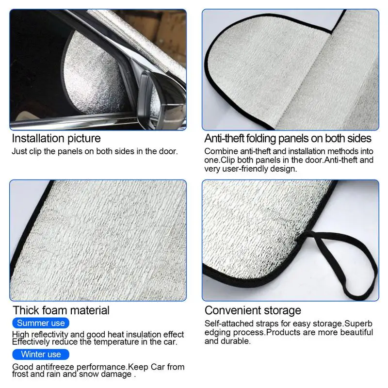 Car Sunshade Windshield Sunshade Windshield Sun Shade Car Snow Shield Car Front Windshield Antifreeze Cover Snow-blocking Gear Sun-proof Heat Insulation Cloth Auto Windshield Window Snow Cover