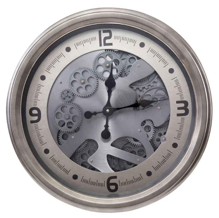 

Industrial Style Decor Real Moving Gear Clock Metal Hanging Wall Clock Big