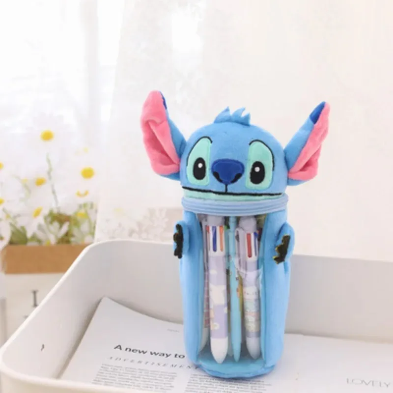 Disney Lilo & Stitch Anime Figure Pencil Case Cartoon Stitch Mickey Mouse Plush Pen Bag Kawaii Student Stationery Children Gifts