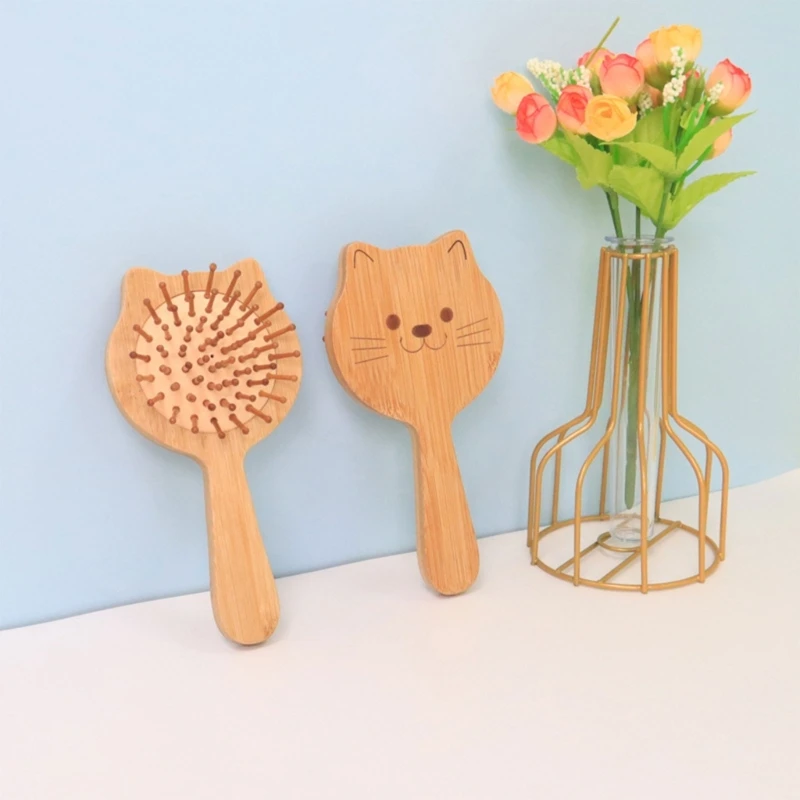 Baby Cradle Caps Brush Soft Hair Brush Hair Comb Bamboo Travel Styling Comb for Toddler Bath Massager