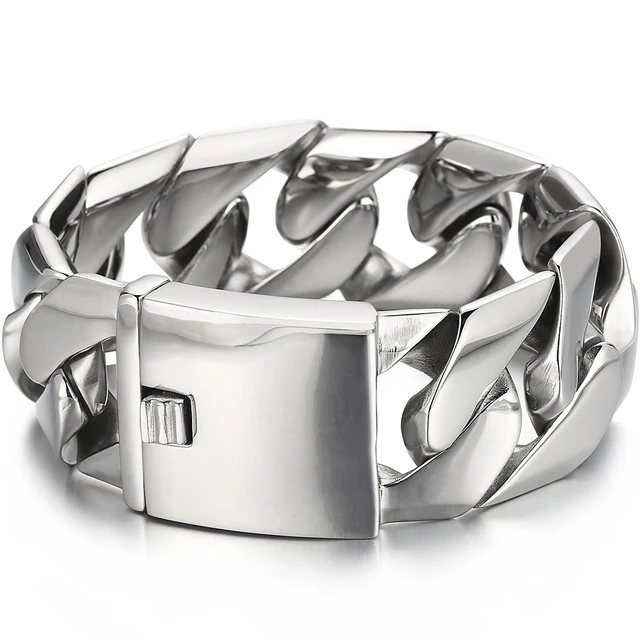 Chunky Cuban Link Bracelet For Men — Stainless Steel, Brushed Matte Finish - View #12