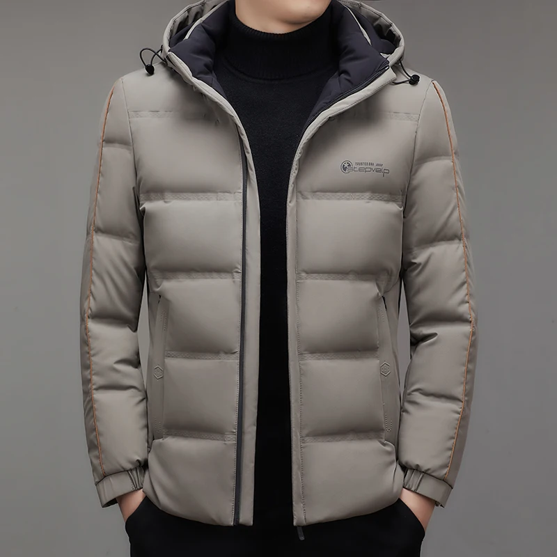 

men's hooded down jacket White duck down warm and waterproof parka for men Fashionable casual winter down jacket