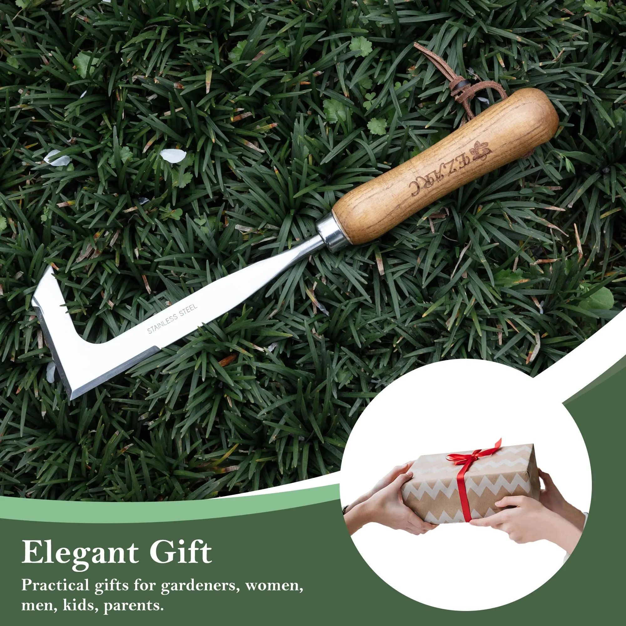 EZARC Crack Weeder Crevice Weeding Tool 11.2" Stainless Steel Manual Weeder L-Shaped Puller Spatula Weeding Sickle 6